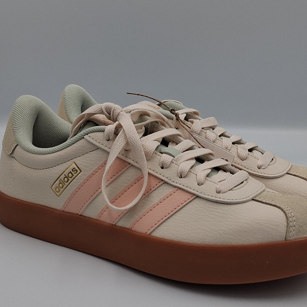 Adidas Court Sneakers Women's Size 8 White Peach Teal Casual Athletic Shoes